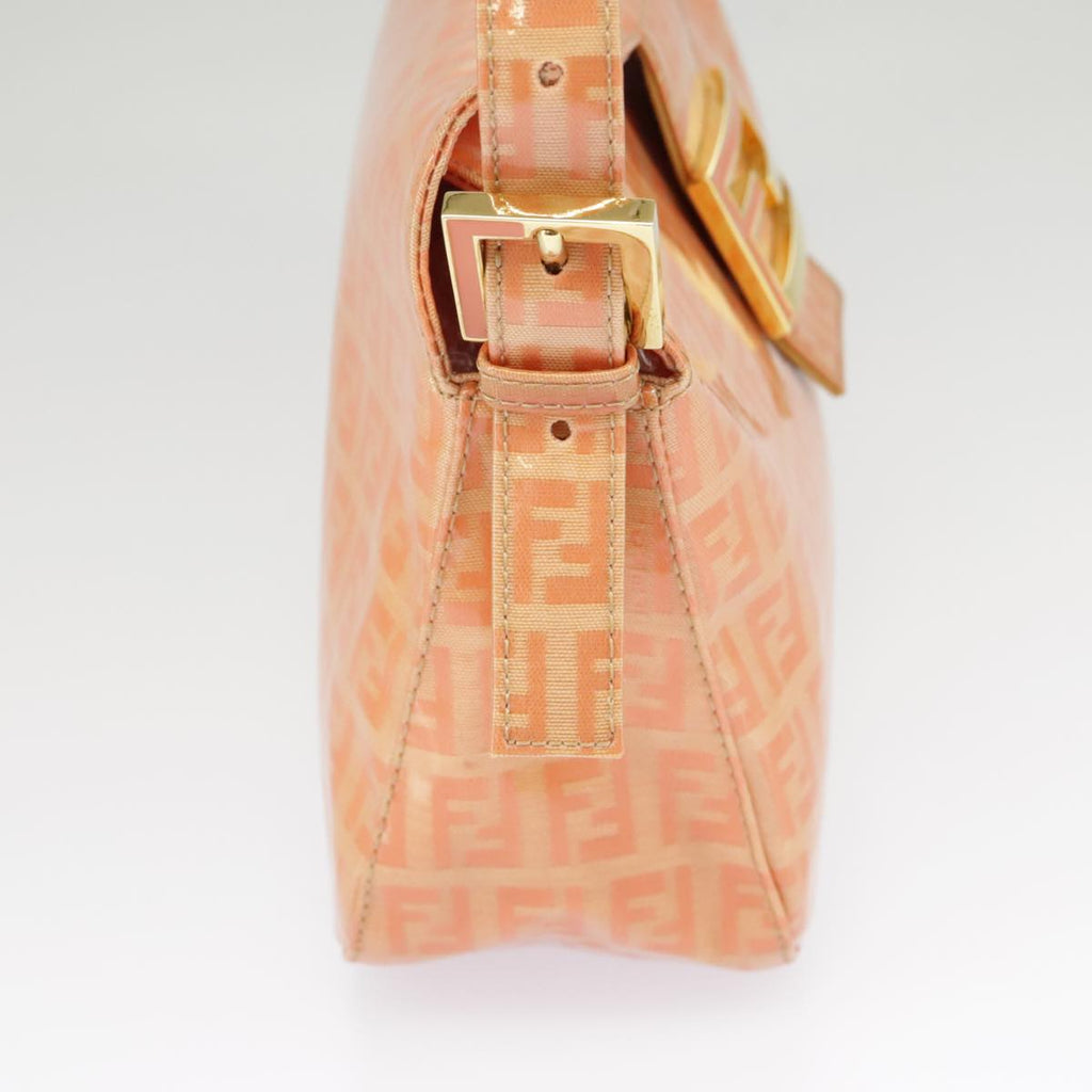 FENDI Zucchino Canvas Mamma Baguette Shoulder Bag Enamel Gold Orange ep6654