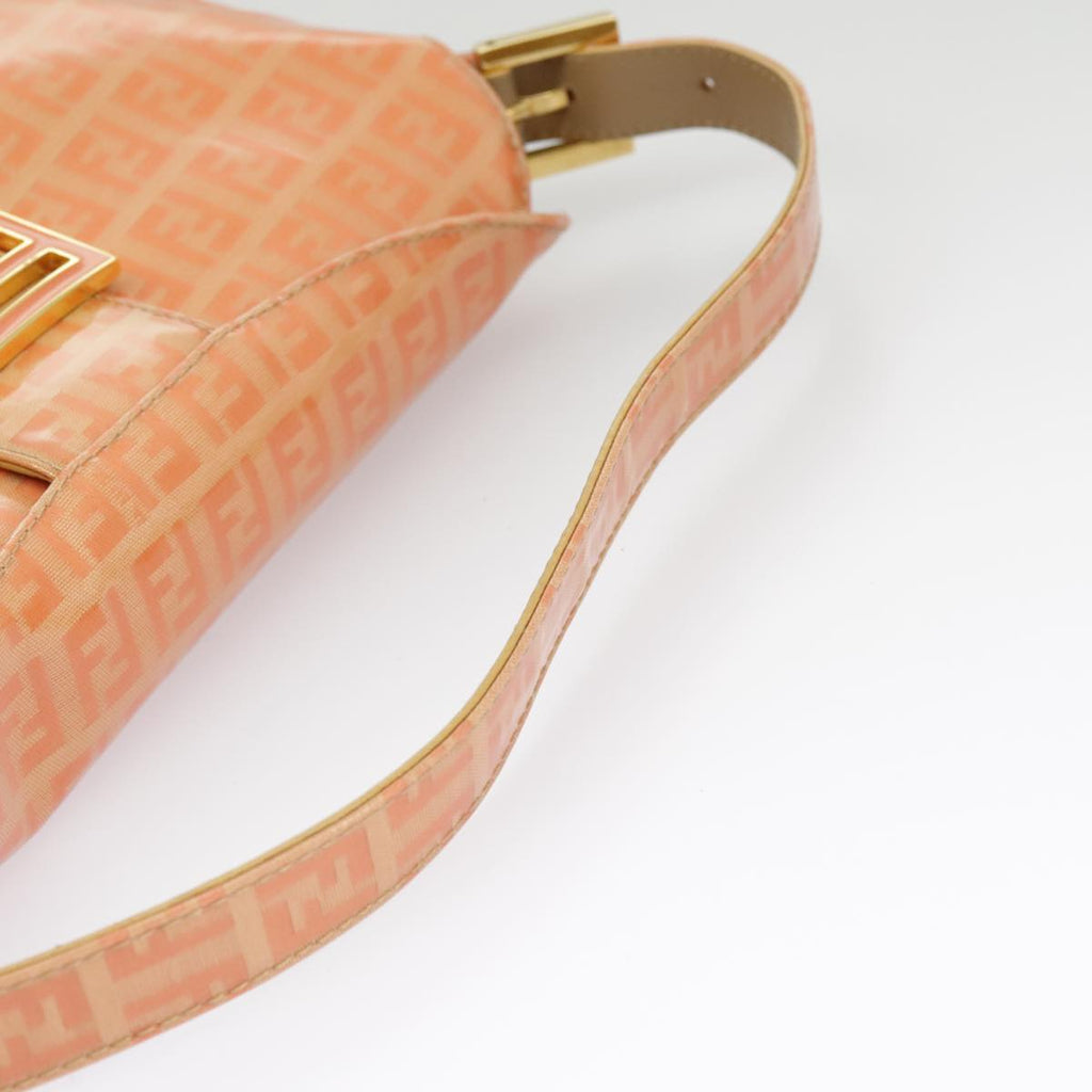 FENDI Zucchino Canvas Mamma Baguette Shoulder Bag Enamel Gold Orange ep6654