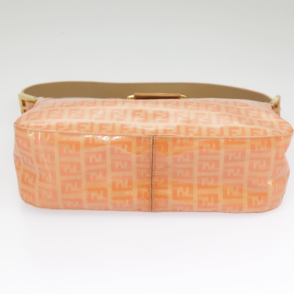 FENDI Zucchino Canvas Mamma Baguette Shoulder Bag Enamel Gold Orange ep6654