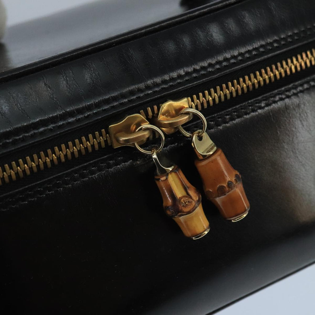 GUCCI Bamboo Vanity Hand Bag Patent leather Black 032 1956 0150 ep6663