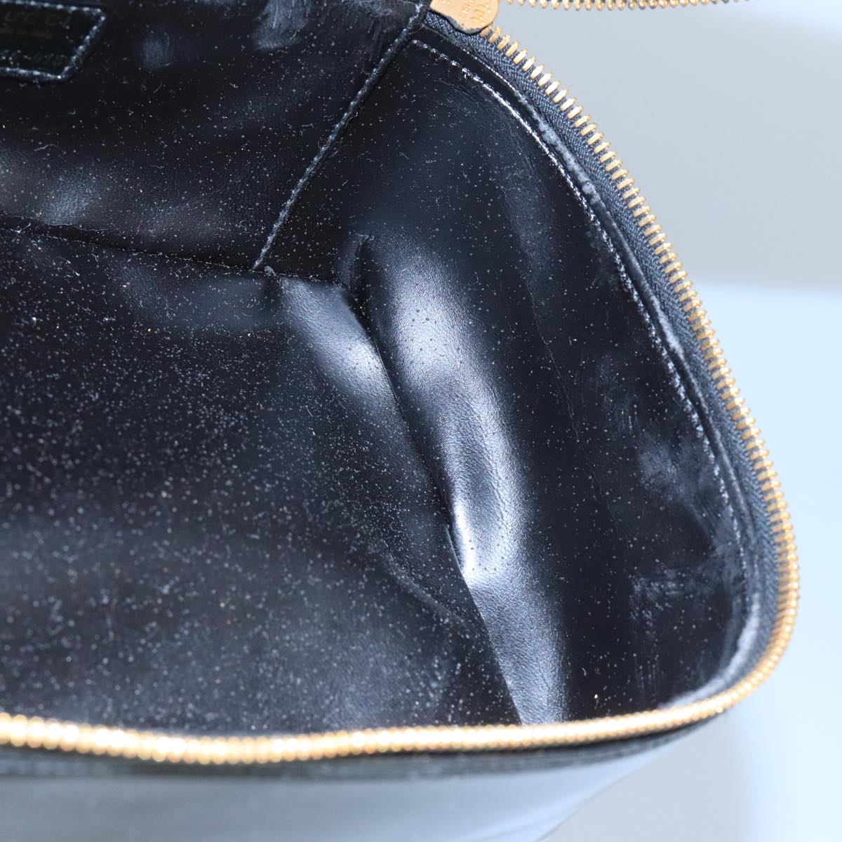 GUCCI Bamboo Vanity Hand Bag Patent leather Black 032 1956 0150 ep6663