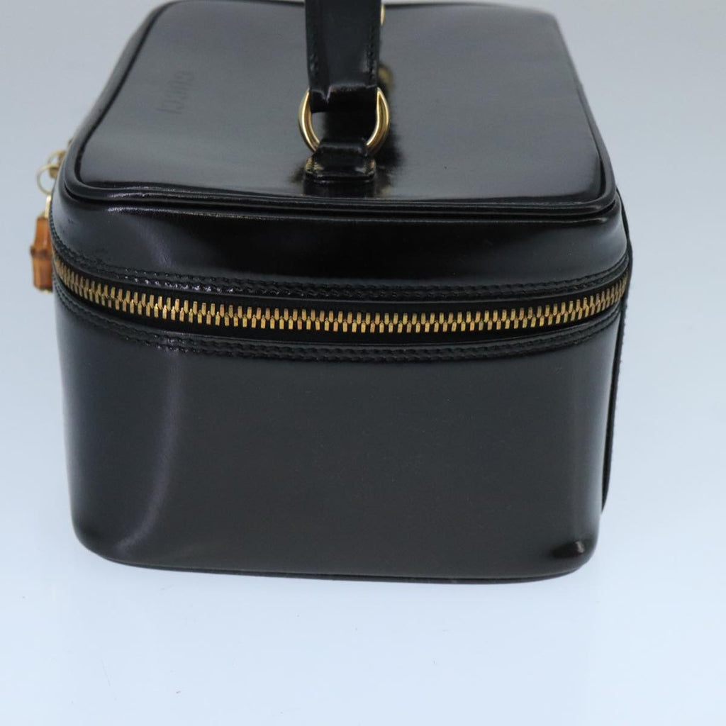 GUCCI Bamboo Vanity Hand Bag Patent leather Black 032 1956 0150 ep6663