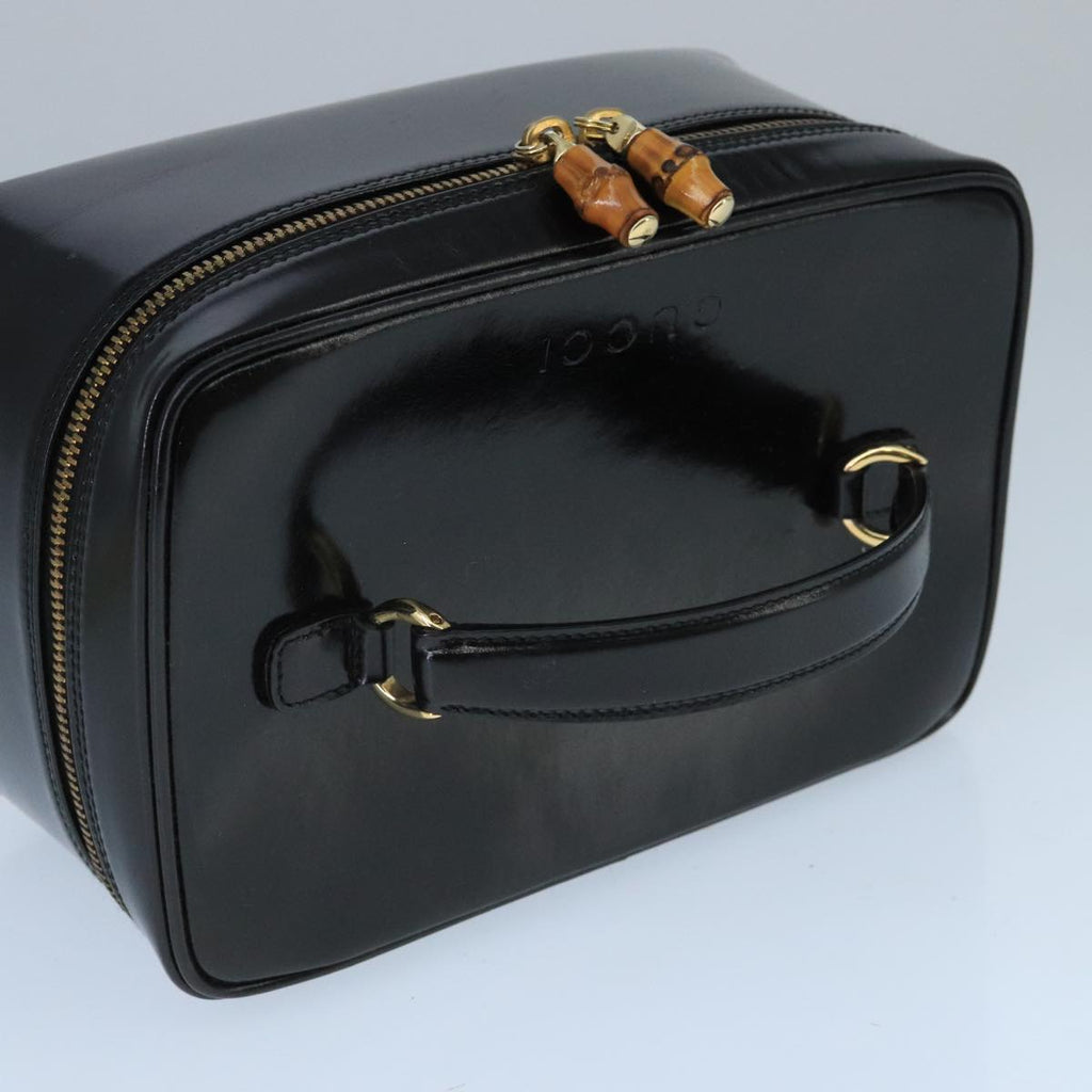 GUCCI Bamboo Vanity Hand Bag Patent leather Black 032 1956 0150 ep6663