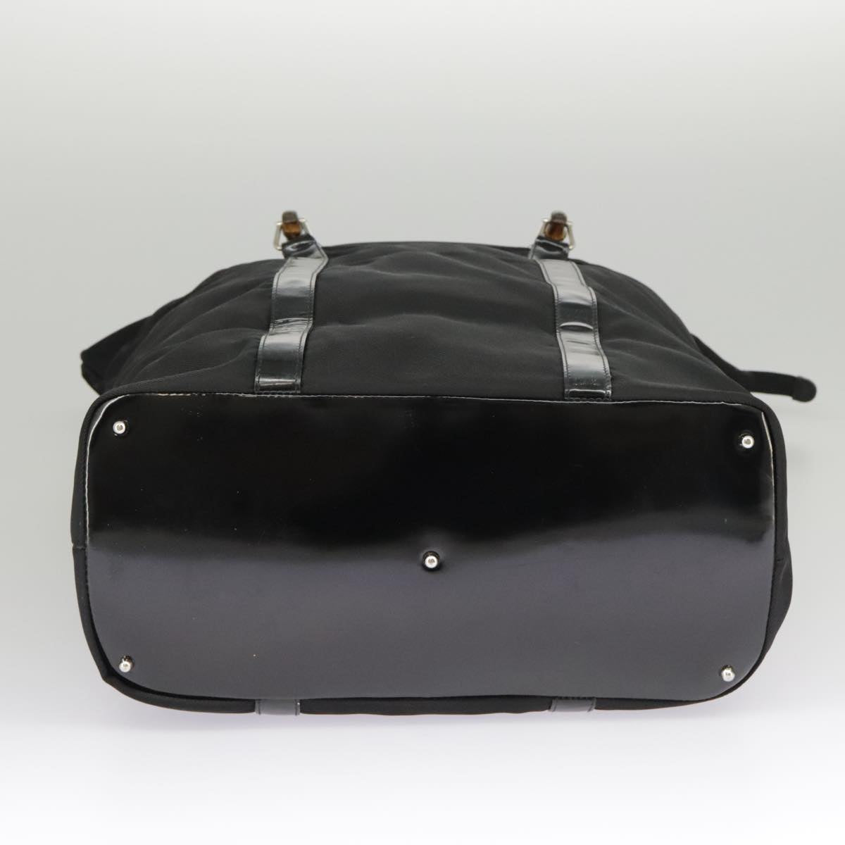 GUCCI Bamboo Hand Bag Nylon Black Silver 002 2058 0412 5 ep6674
