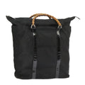 GUCCI Bamboo Hand Bag Nylon Black Silver 002 2058 0412 5 ep6674