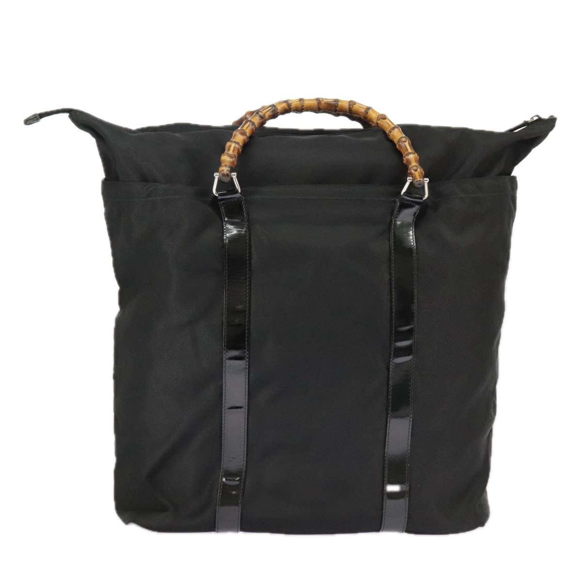 GUCCI Bamboo Hand Bag Nylon Black Silver 002 2058 0412 5 ep6674