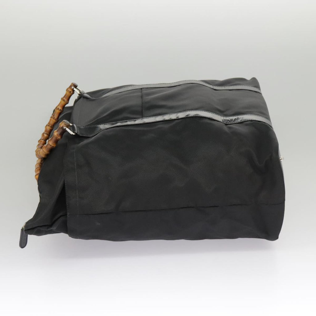 GUCCI Bamboo Hand Bag Nylon Black Silver 002 2058 0412 5 ep6674