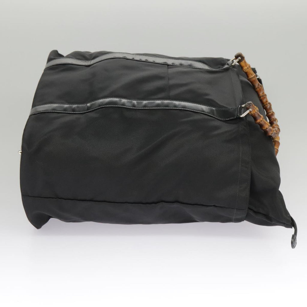 GUCCI Bamboo Hand Bag Nylon Black Silver 002 2058 0412 5 ep6674