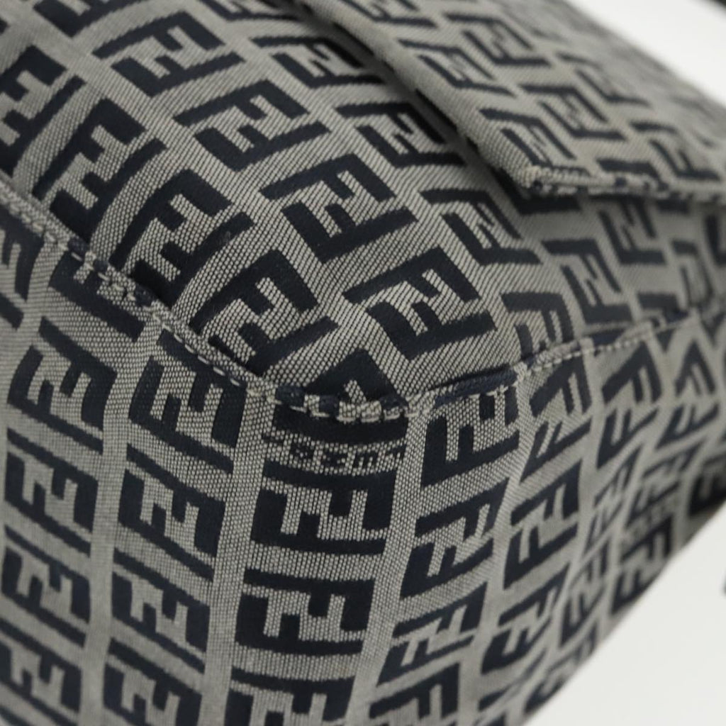 FENDI Zucchino Canvas Mamma Baguette Shoulder Bag Navy ep6716