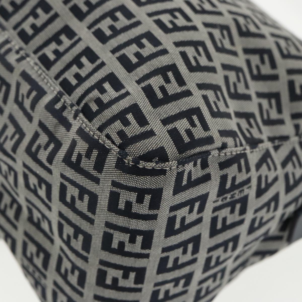 FENDI Zucchino Canvas Mamma Baguette Shoulder Bag Navy ep6716