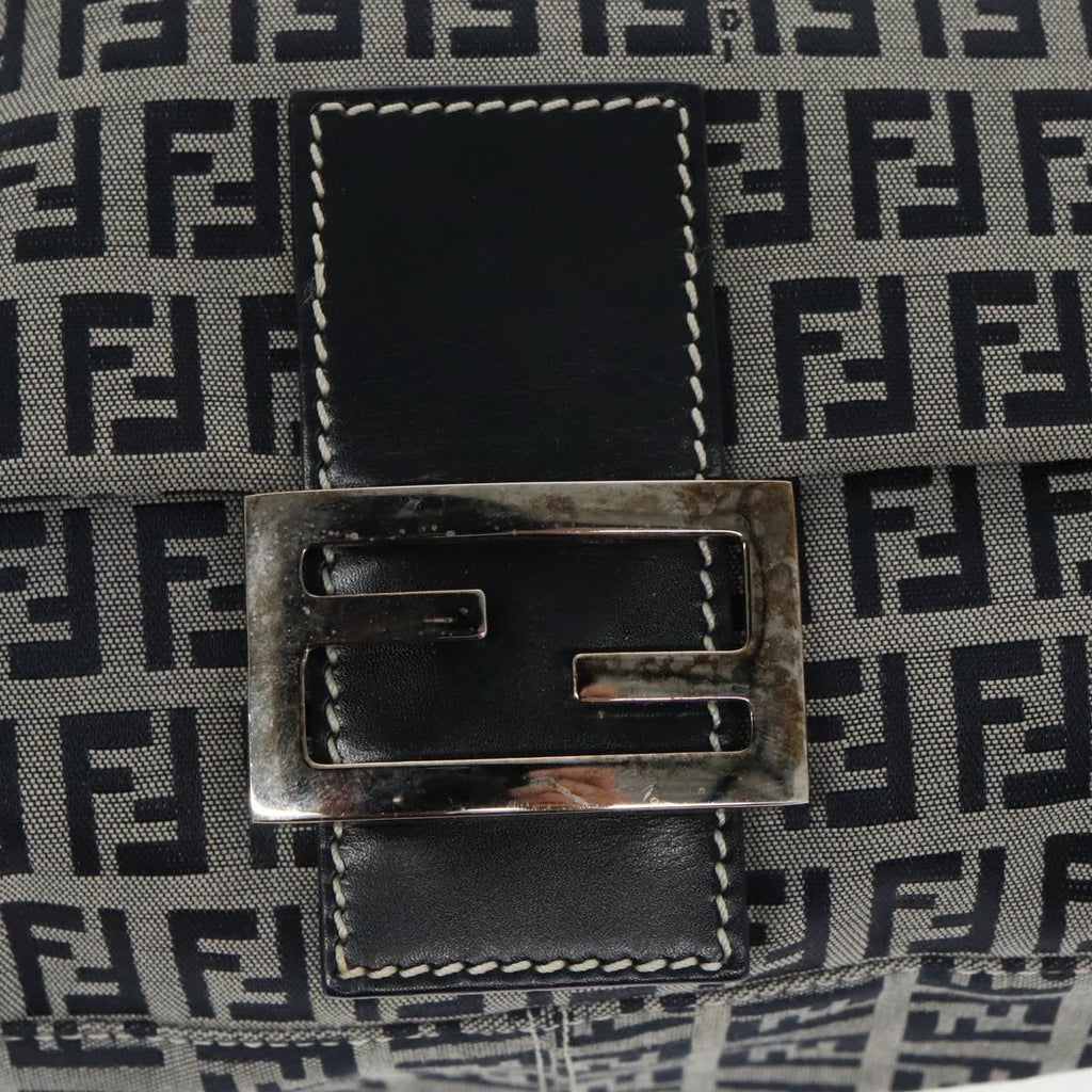 FENDI Zucchino Canvas Mamma Baguette Shoulder Bag Navy ep6716