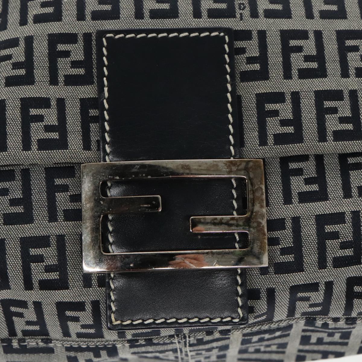FENDI Zucchino Canvas Mamma Baguette Shoulder Bag Navy ep6716