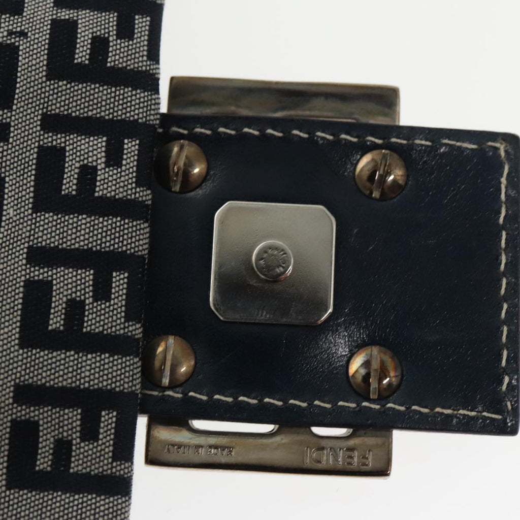 FENDI Zucchino Canvas Mamma Baguette Shoulder Bag Navy ep6716