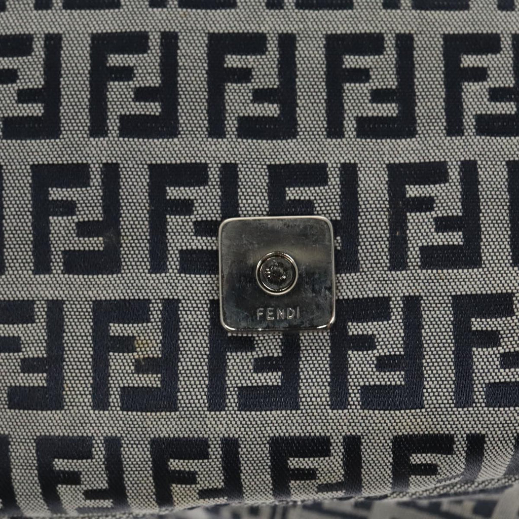 FENDI Zucchino Canvas Mamma Baguette Shoulder Bag Navy ep6716
