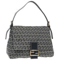 FENDI Zucchino Canvas Mamma Baguette Shoulder Bag Navy ep6716
