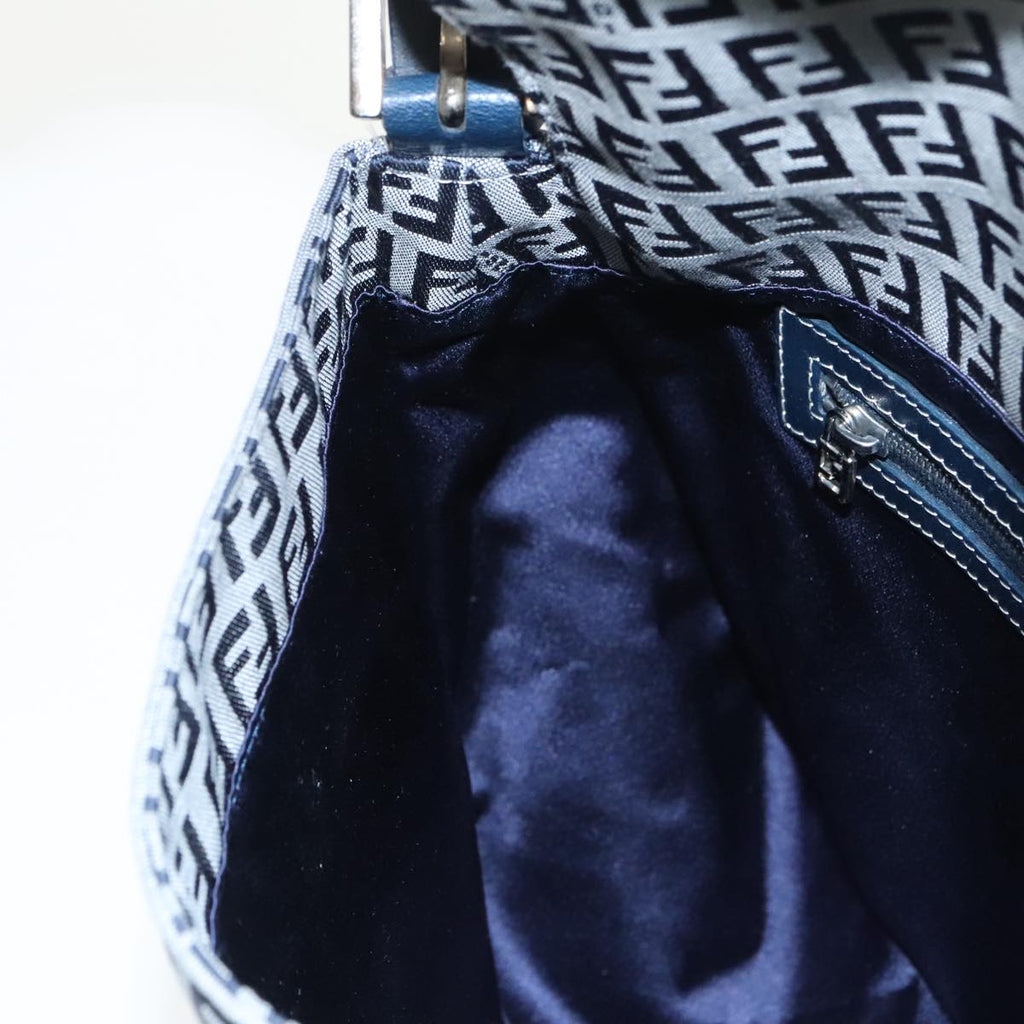 FENDI Zucchino Canvas Mamma Baguette Shoulder Bag Navy ep6716