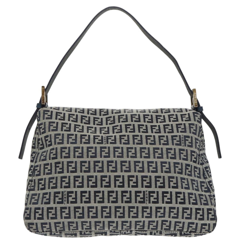 FENDI Zucchino Canvas Mamma Baguette Shoulder Bag Navy ep6716