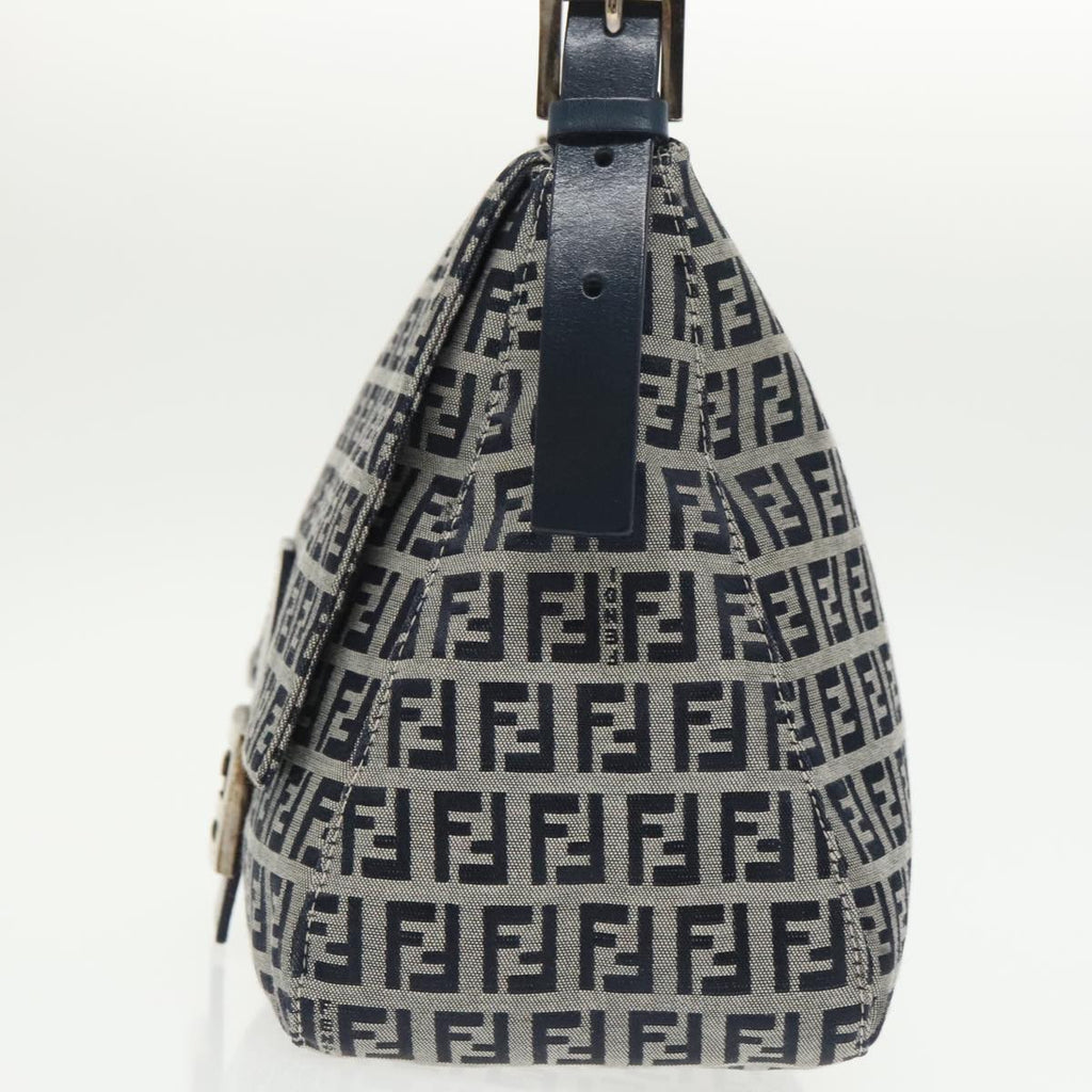 FENDI Zucchino Canvas Mamma Baguette Shoulder Bag Navy ep6716