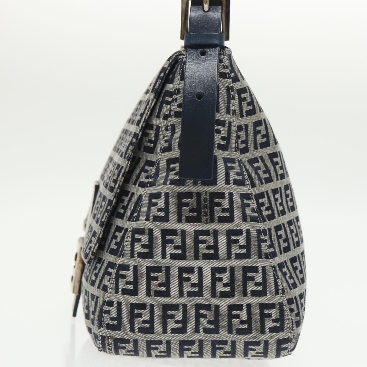 FENDI Zucchino Canvas Mamma Baguette Shoulder Bag Navy ep6716