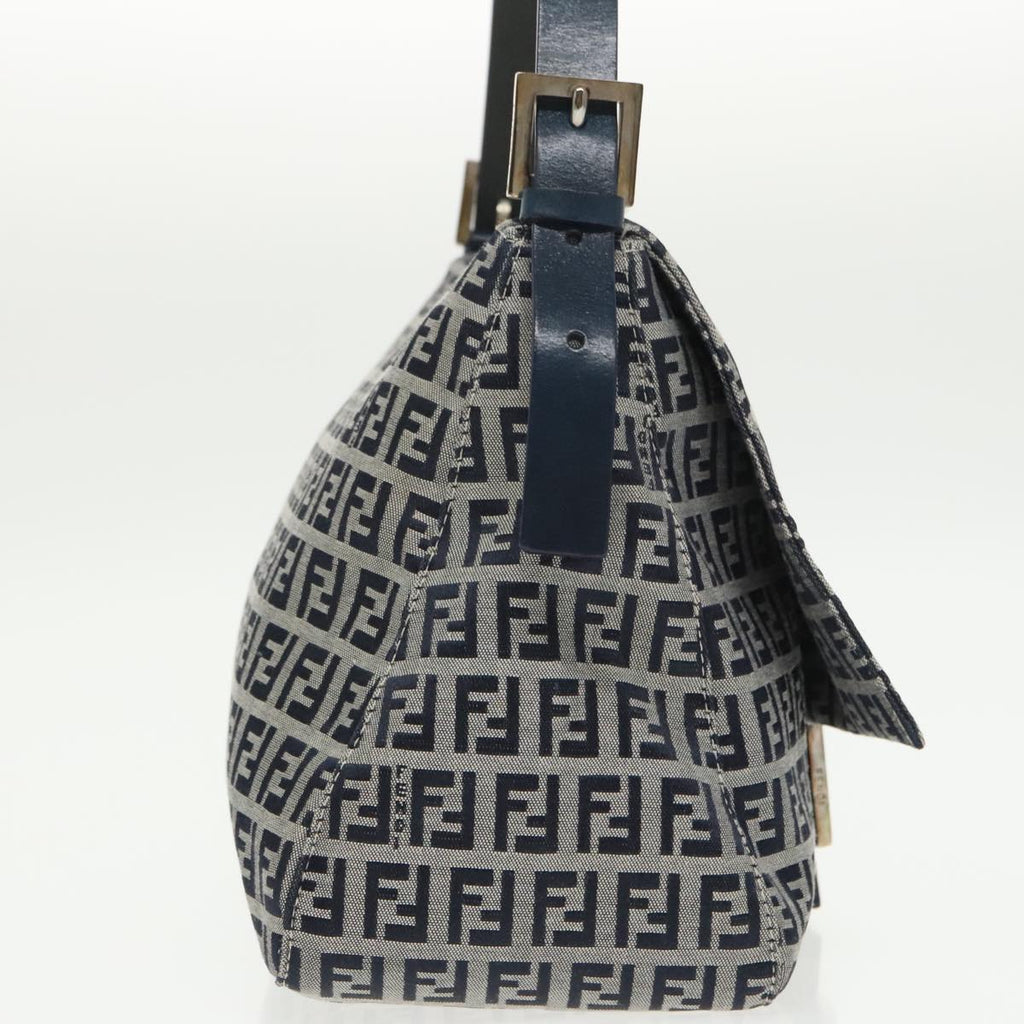 FENDI Zucchino Canvas Mamma Baguette Shoulder Bag Navy ep6716
