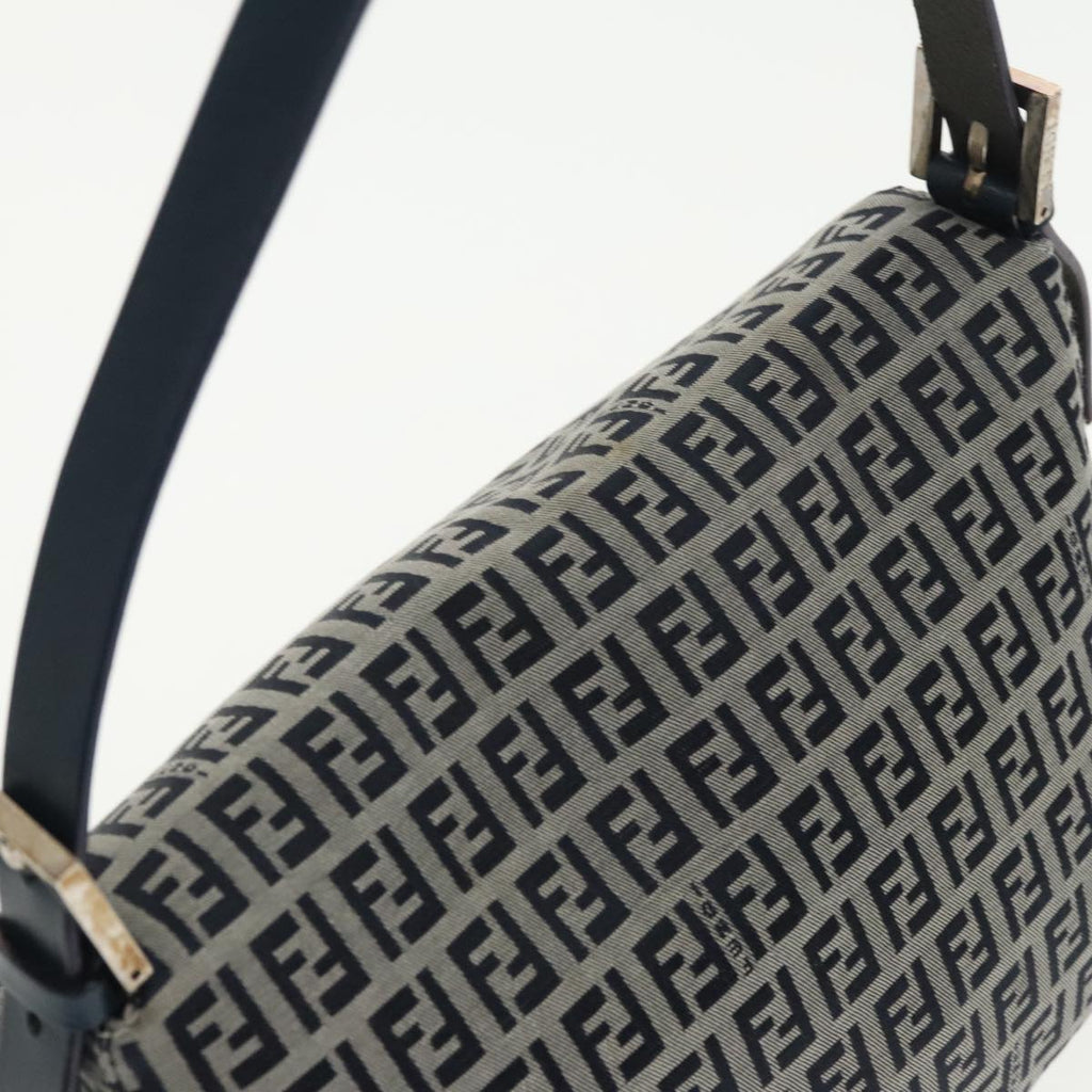 FENDI Zucchino Canvas Mamma Baguette Shoulder Bag Navy ep6716
