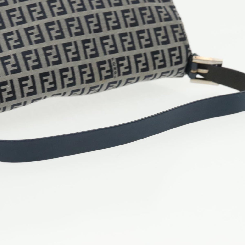 FENDI Zucchino Canvas Mamma Baguette Shoulder Bag Navy ep6716