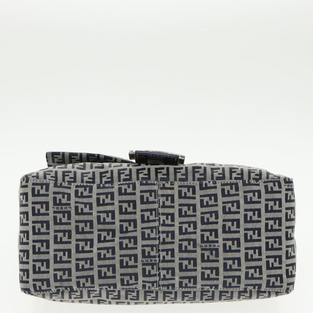 FENDI Zucchino Canvas Mamma Baguette Shoulder Bag Navy ep6716