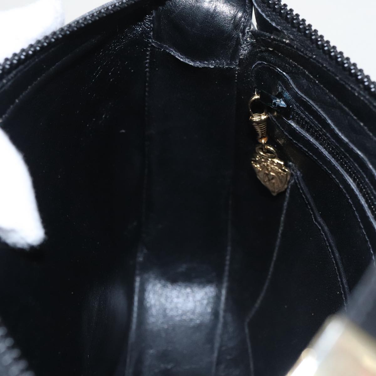 GUCCI Web Sherry Line Shoulder Bag Leather Black Gold ep6727