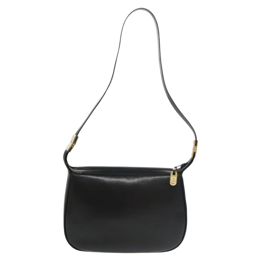 GUCCI Web Sherry Line Shoulder Bag Leather Black Gold ep6727
