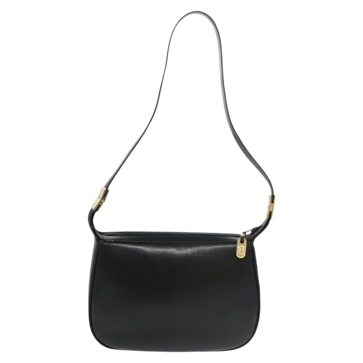 GUCCI Web Sherry Line Shoulder Bag Leather Black Gold ep6727