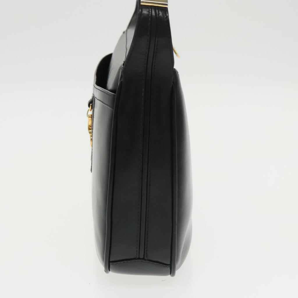 GUCCI Web Sherry Line Shoulder Bag Leather Black Gold ep6727