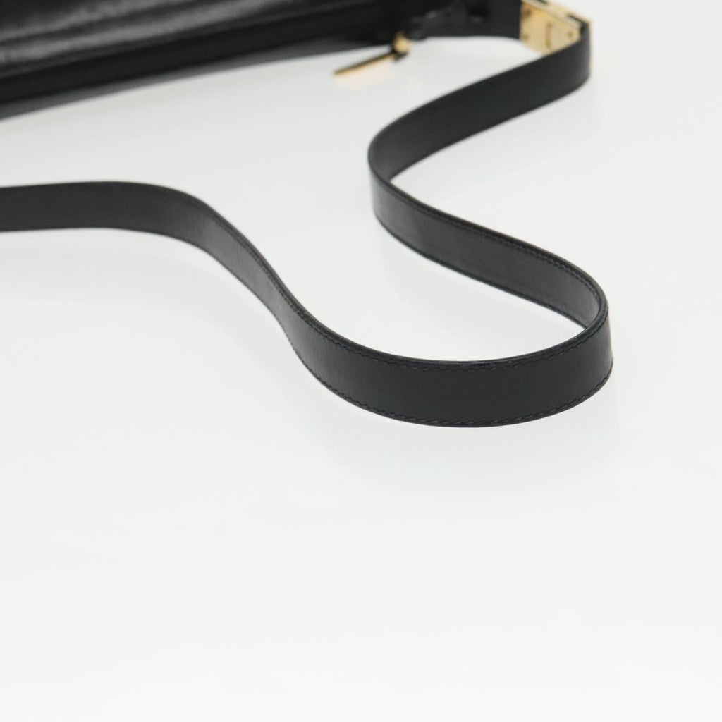 GUCCI Web Sherry Line Shoulder Bag Leather Black Gold ep6727