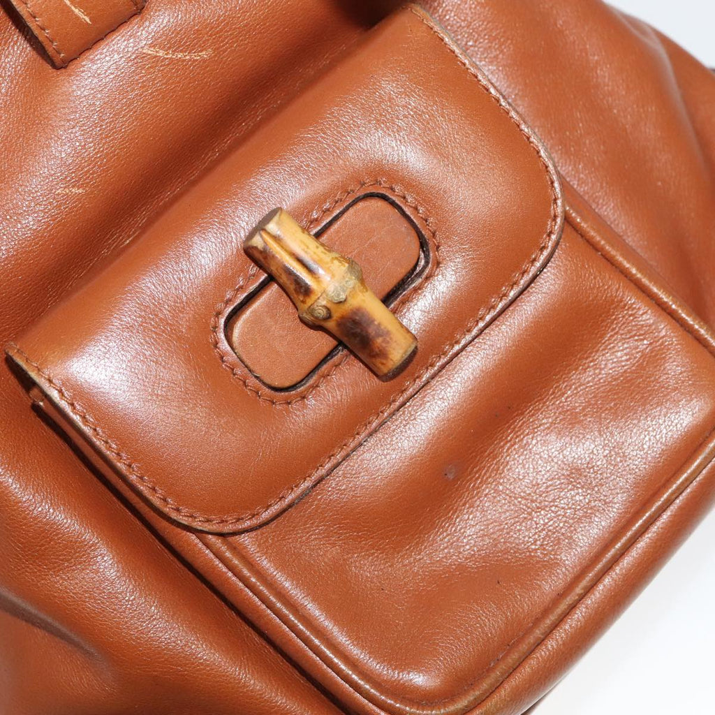 GUCCI Bamboo Backpack Leather Brown Gold 003 3444 0030 ep6741