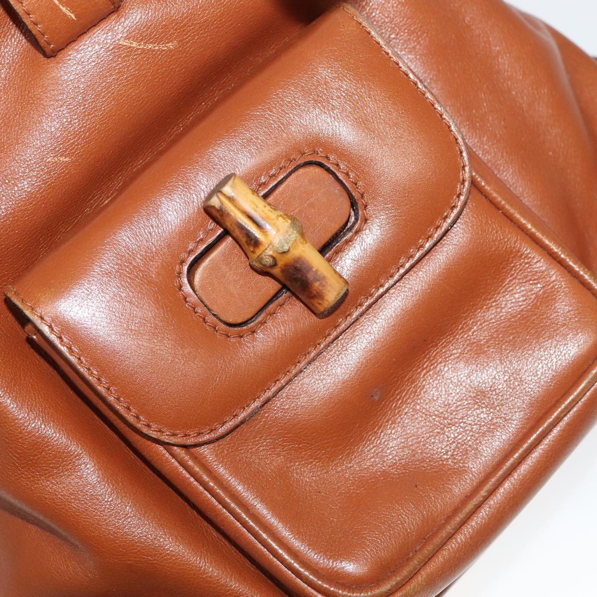 GUCCI Bamboo Backpack Leather Brown Gold 003 3444 0030 ep6741