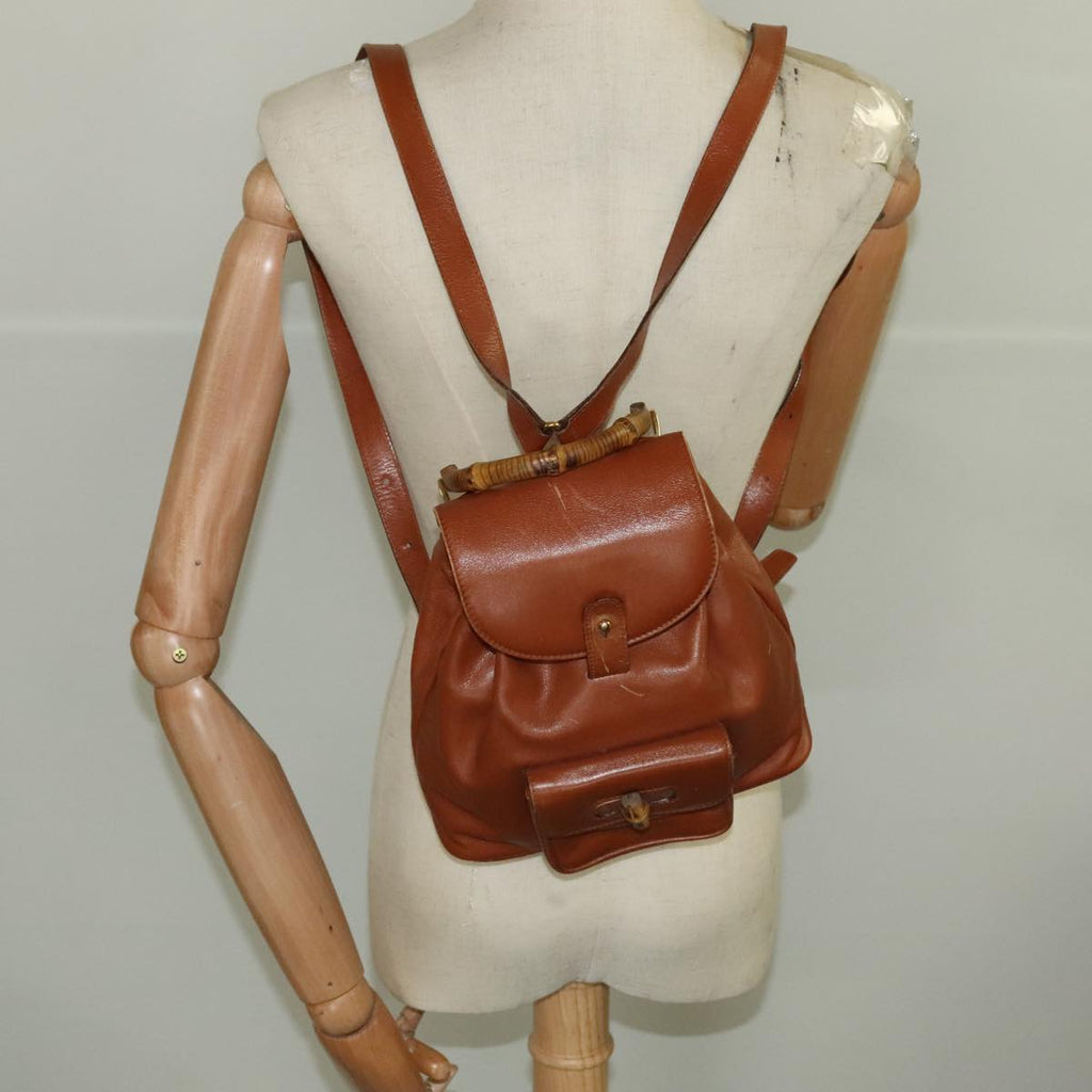 GUCCI Bamboo Backpack Leather Brown Gold 003 3444 0030 ep6741