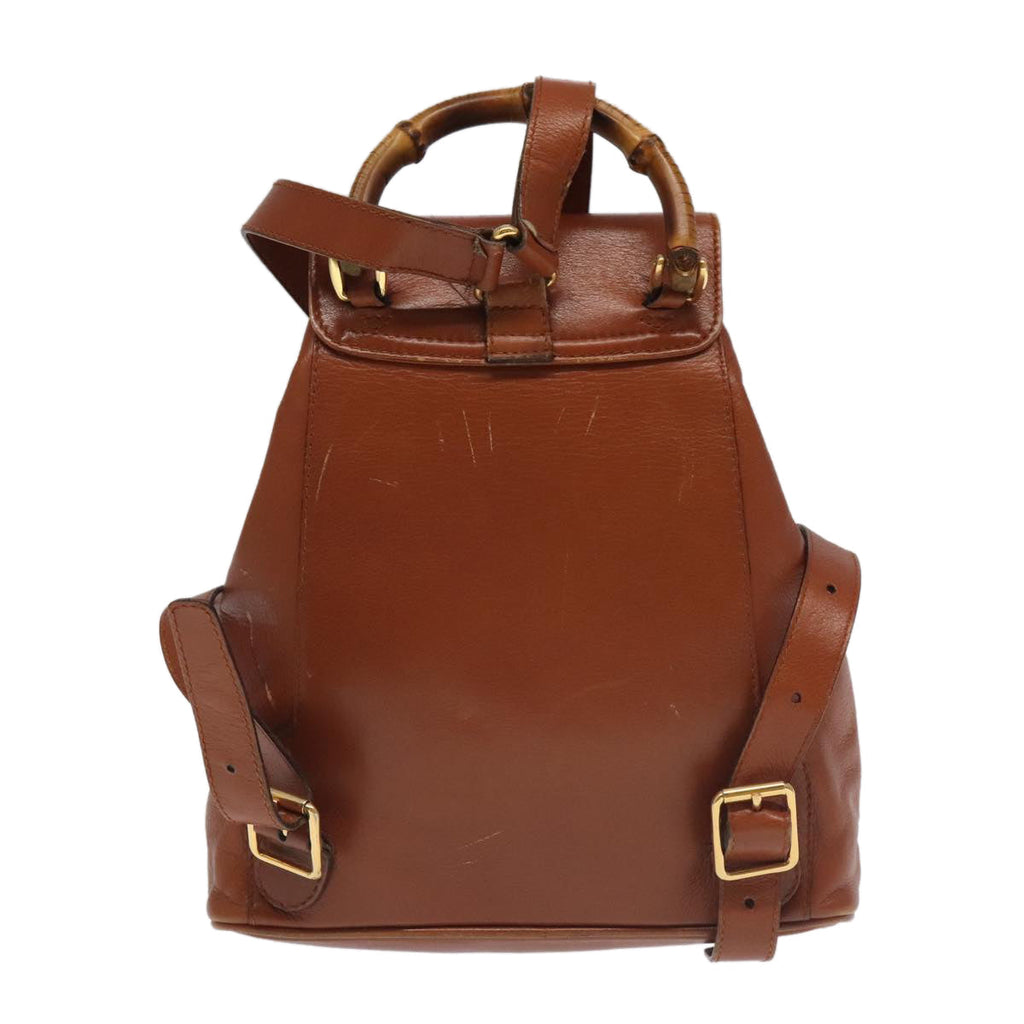 GUCCI Bamboo Backpack Leather Brown Gold 003 3444 0030 ep6741