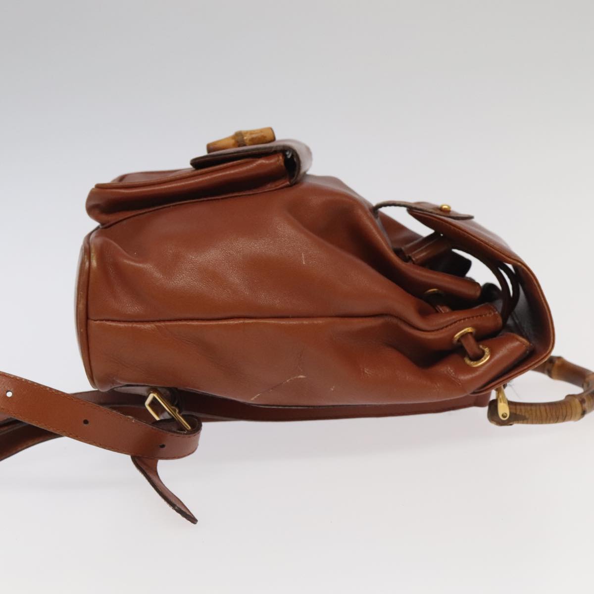 GUCCI Bamboo Backpack Leather Brown Gold 003 3444 0030 ep6741