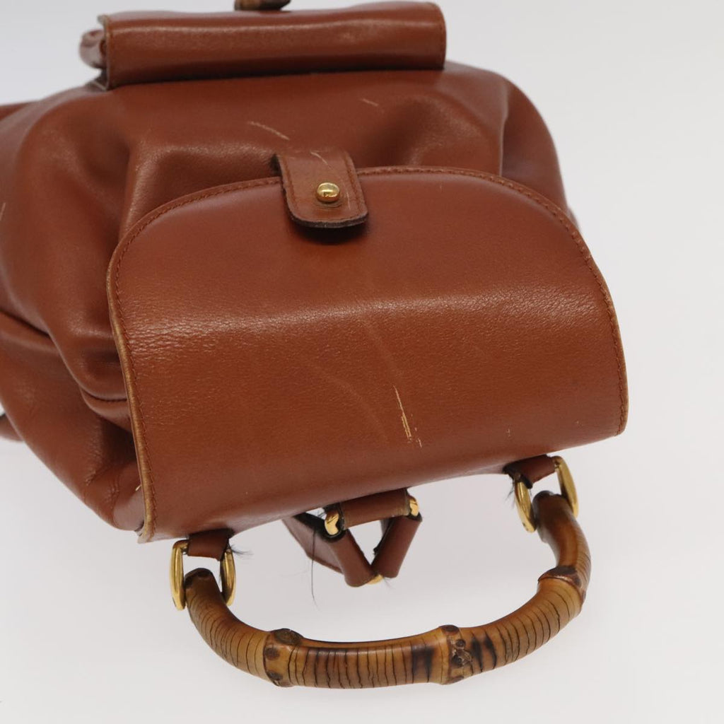 GUCCI Bamboo Backpack Leather Brown Gold 003 3444 0030 ep6741