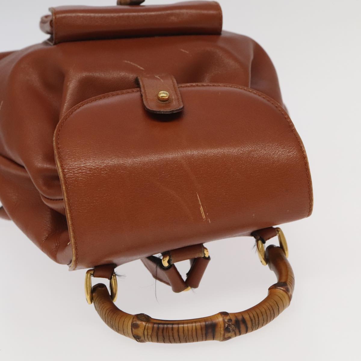 GUCCI Bamboo Backpack Leather Brown Gold 003 3444 0030 ep6741