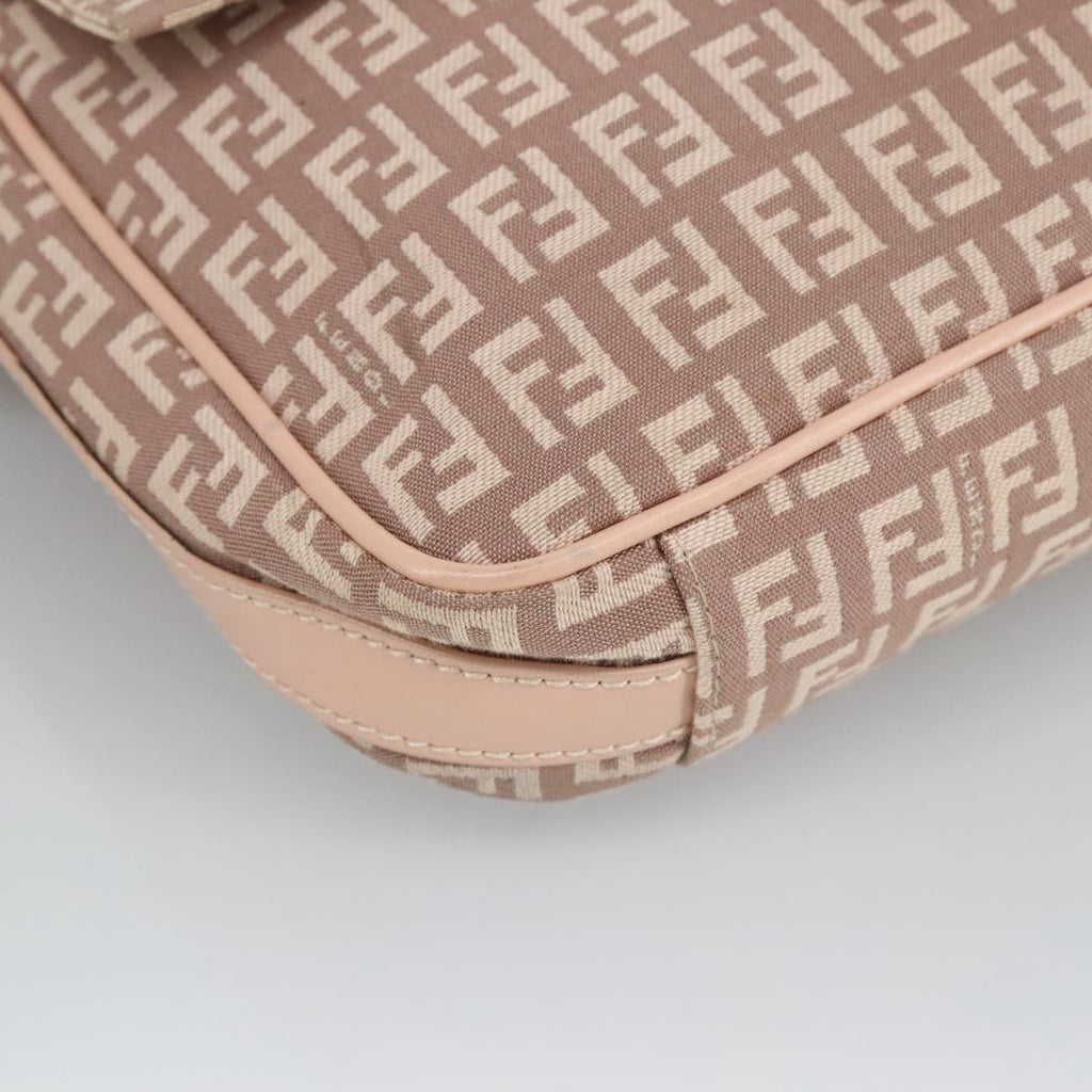 FENDI Zucchino Canvas Shoulder Bag Pink Gold ep6746