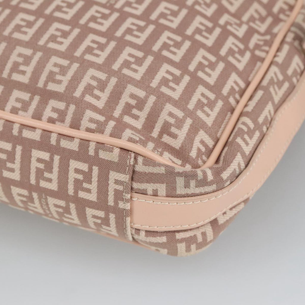 FENDI Zucchino Canvas Shoulder Bag Pink Gold ep6746