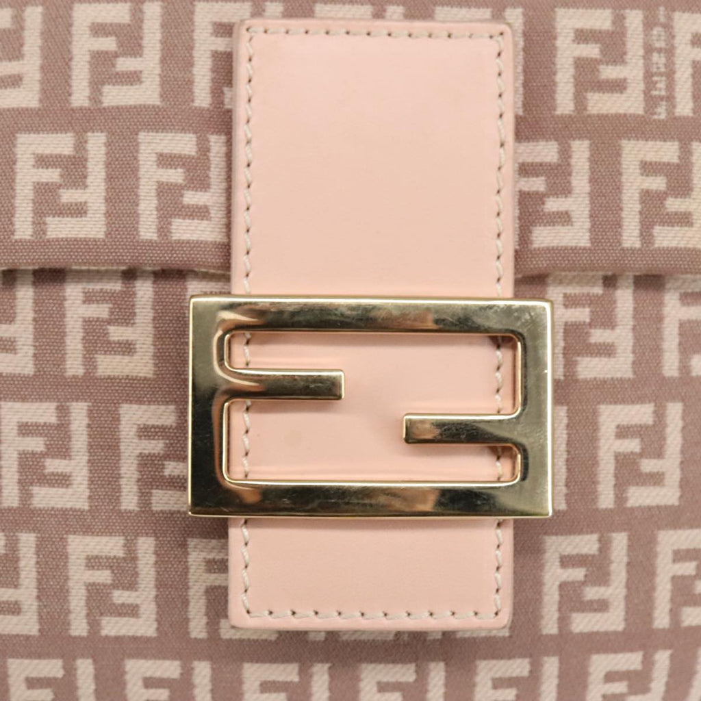 FENDI Zucchino Canvas Shoulder Bag Pink Gold ep6746