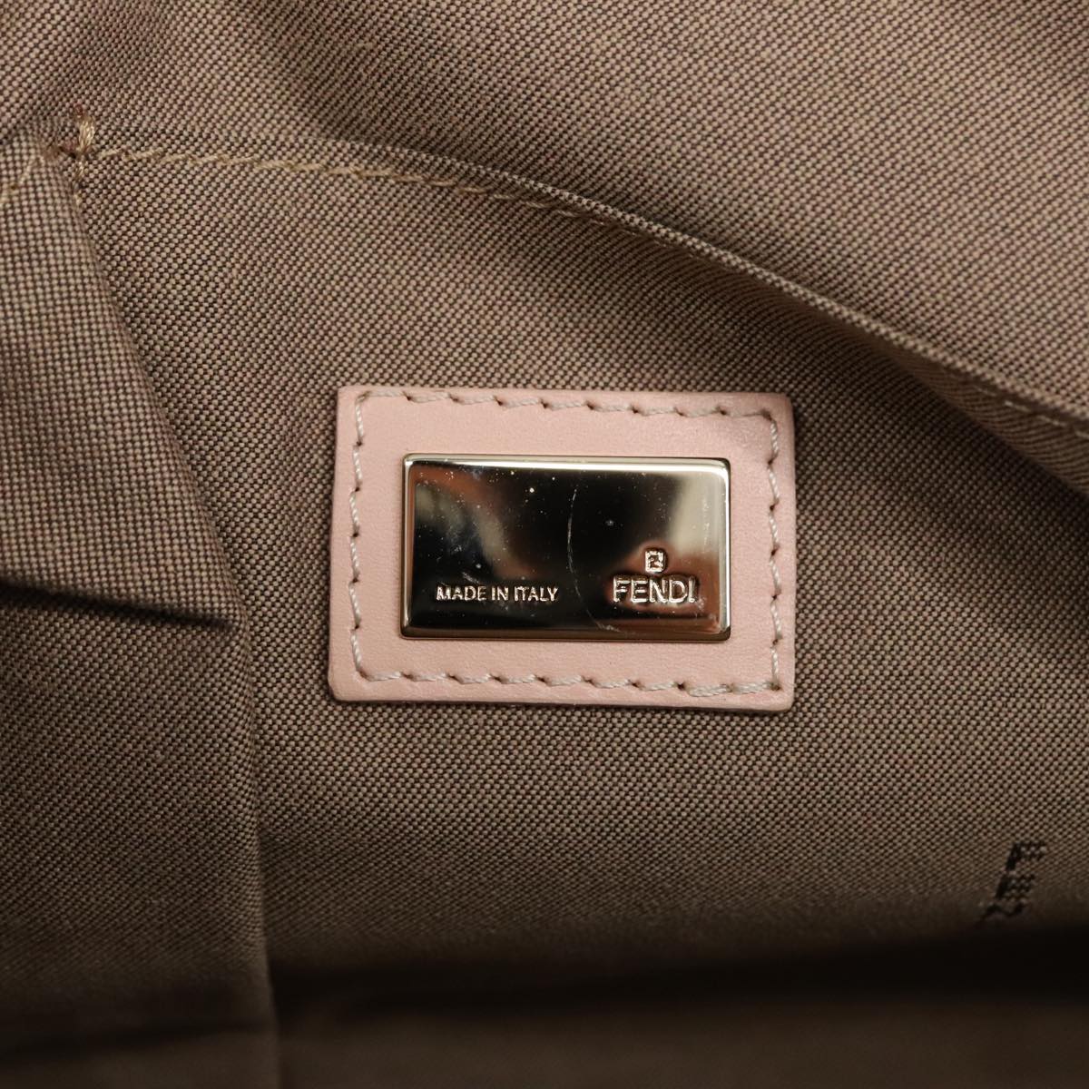 FENDI Zucchino Canvas Shoulder Bag Pink Gold ep6746