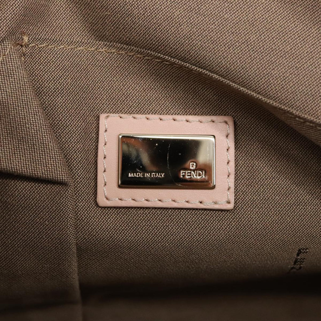 FENDI Zucchino Canvas Shoulder Bag Pink Gold ep6746