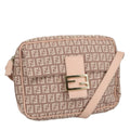 FENDI Zucchino Canvas Shoulder Bag Pink Gold ep6746