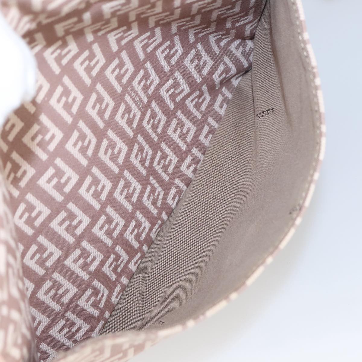 FENDI Zucchino Canvas Shoulder Bag Pink Gold ep6746