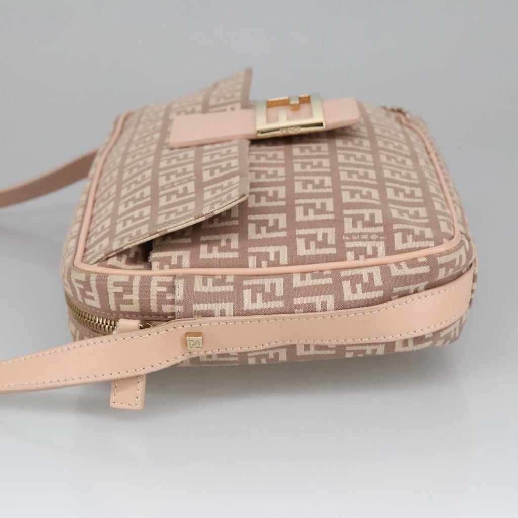 FENDI Zucchino Canvas Shoulder Bag Pink Gold ep6746