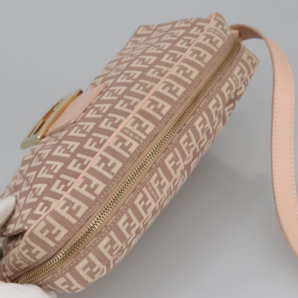 FENDI Zucchino Canvas Shoulder Bag Pink Gold ep6746