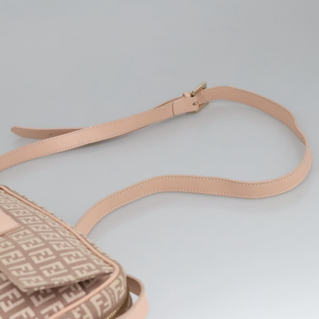 FENDI Zucchino Canvas Shoulder Bag Pink Gold ep6746