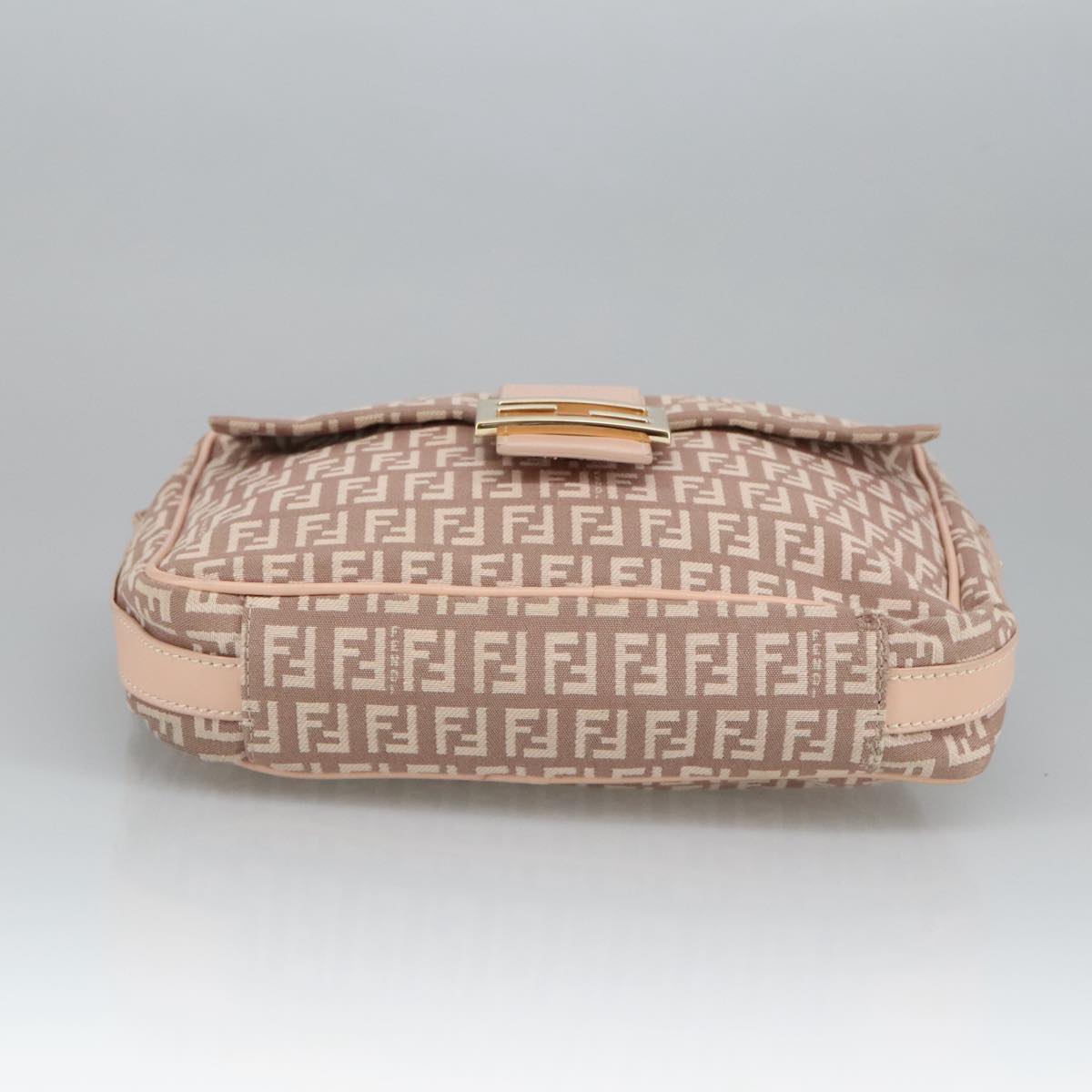 FENDI Zucchino Canvas Shoulder Bag Pink Gold ep6746